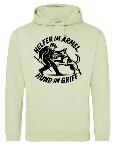 Hoodie "Helfer im Ärmel" mit runder Schrift